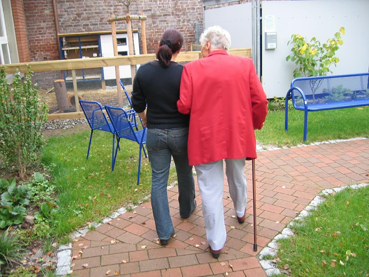 Caregiver and elderly person