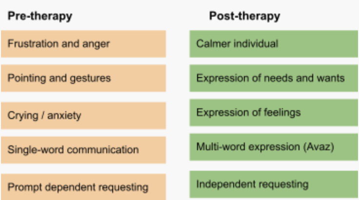 Pre and Post Tele-Therapy results with Avaz